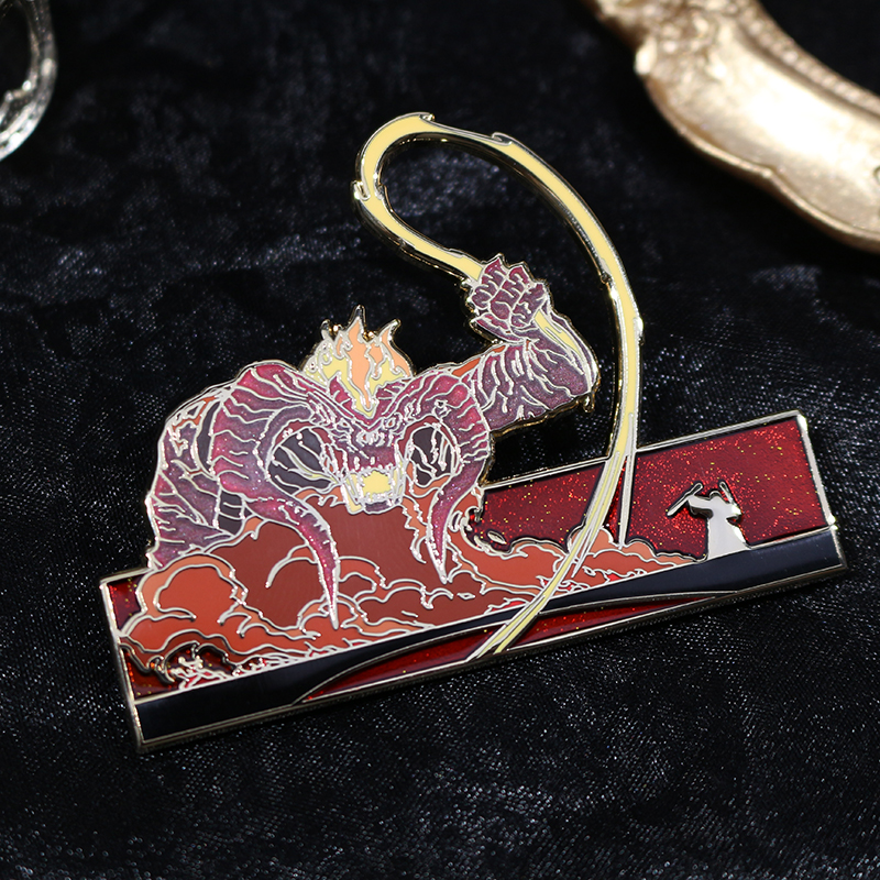 custom gradient pearl and transparent with sandblast hard enamel pin