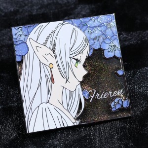 custom anime gradient glitter stained glass polarizing hard enamel pin