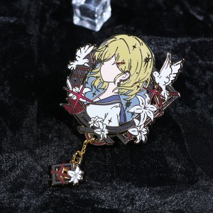 custom anime hard enamel pin with chain