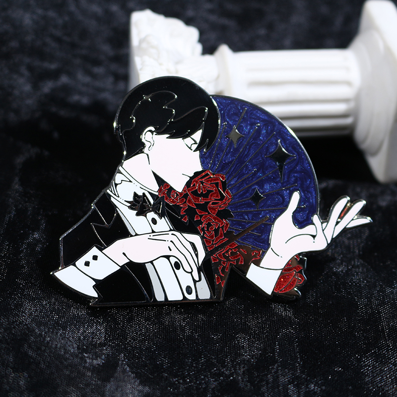 custom swirled pearl and glitter anime hard enamel pin