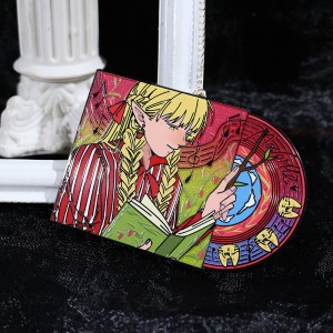 custom gradient pearl and uv printing record hard enamel pin