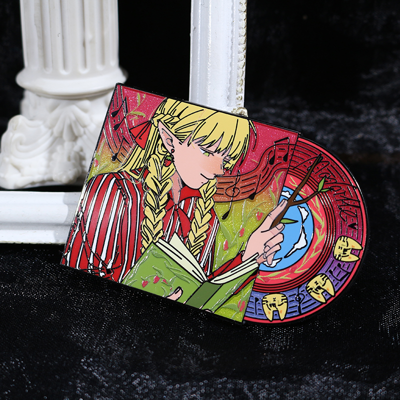 custom gradient pearl and uv printing record hard enamel pin