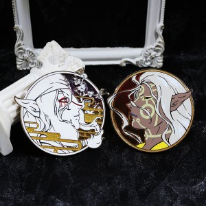 custom Mononoke anime gradient stained glass and glitter hard enamel pins