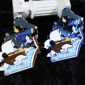 custom chrome transparent gradient pearl and silk printing hard enamel pins