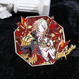 custom Wandi hexagonal blaze anime glitter hard enamel pin