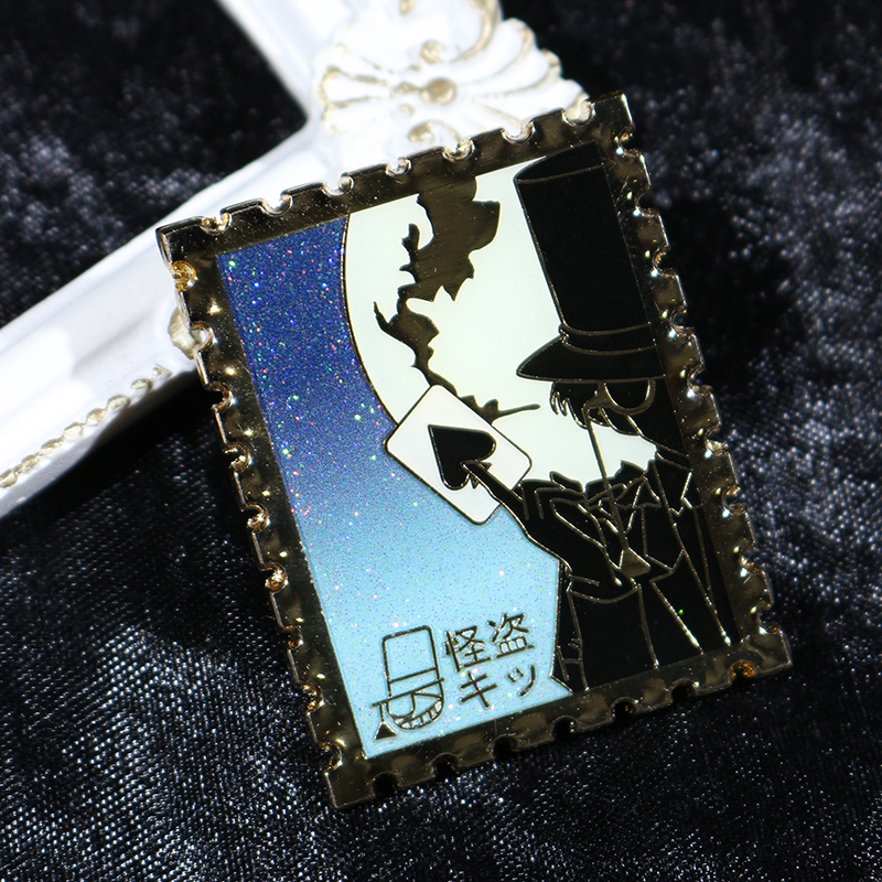 custom sliver plated gradient glitter enamel pin with epoxy