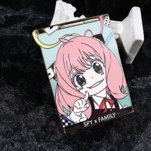 custom spy family stained glass and polarizing light effect anime hard enamel pin