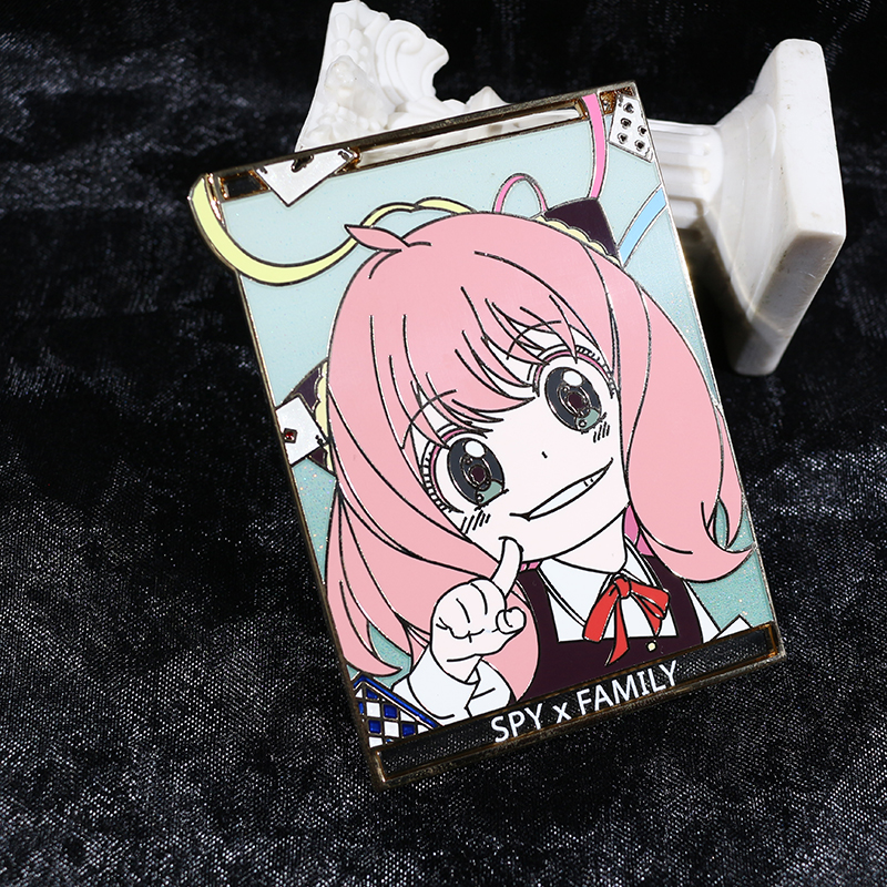 custom spy family stained glass and polarizing light effect anime hard enamel pin