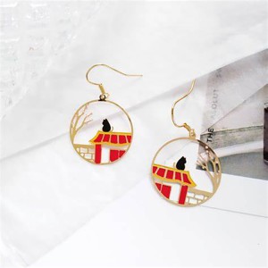 Manufacturer Wholesale Custom Logo Fashion Design Souvenir Cartoon Anime Style Metal Soft Hard Enamel Earring with fishhook fitting