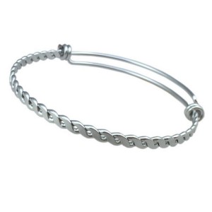 Custom Hollow Heart Love Adjustable Wire Expandable Stainless Steel Bracelets Bangles