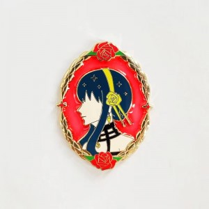 China manufacturer custom high quality glitter pins with 3D effect cute metal hard enamel red glowin the dark