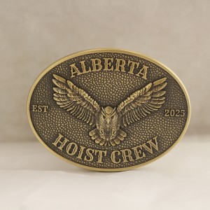 custom 3D eagle antique brass  no color oval belt buckle