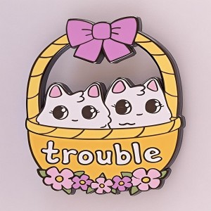 cute kitty custom pins personalized hard enamel basket badges