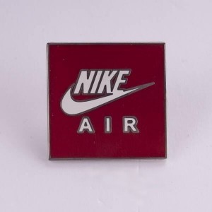 square shape badges with NIKE air logo  custom company promotion pins