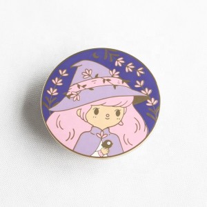 Cartoon Fashionable Bulk Transparent Glass Girl Hard Anime Metal Pin Custom Logo Made Enamel Pin Manufacture