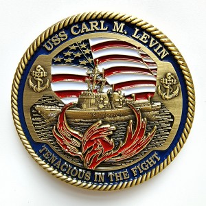 custom USS CARL M. LEVIN Navy rope edge challenge coins