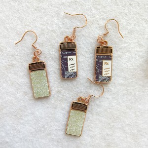 custom hard enamel earring with fish hook fitting