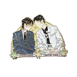 Shiinaha Ma jiro Alaab-iibiyaha birta ah ee ugu yar ee birta calaamada Brooch BT S Kpop Anime Glitter Pearl Lapel Pin