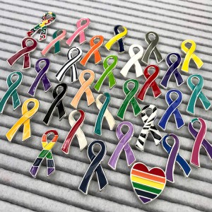 Kunshan Factory manufacturer for metal badge enamel pin Awareness ribbon pin