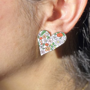 heart-shaped flower hard enamel ear clip