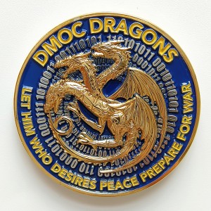 custom 3D gold plated DMOC dragons challenge coin