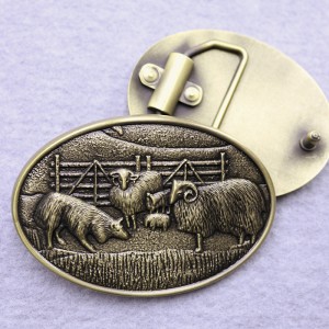 3D sheep die struck belt buckle
