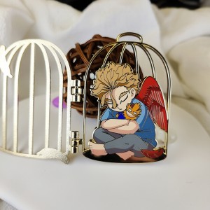 Dragon trapped in a cage hinge enamel pin0.