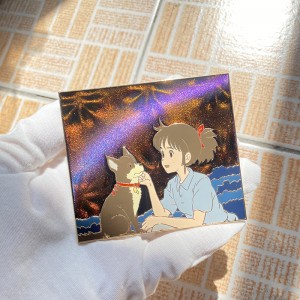 firework cat eye enamel pin